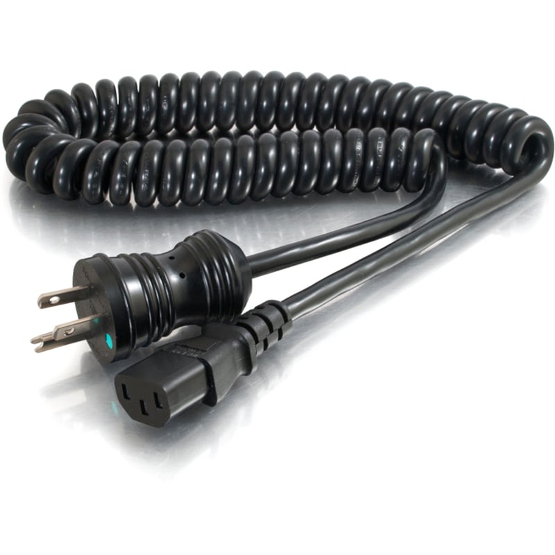 C2G 8ft 16 AWG Coiled Hospital Grade Power Cord (NEMA 5-15P to IEC320C13) - Black - Thumbnail 4