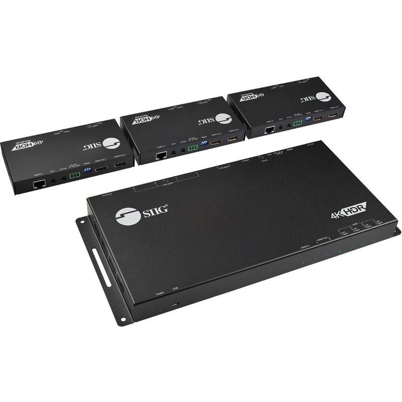 SIIG HDMI 2.0 4K HDR 1x4 Splitter HDBaseT Extender with Auto-scaling - Thumbnail 1