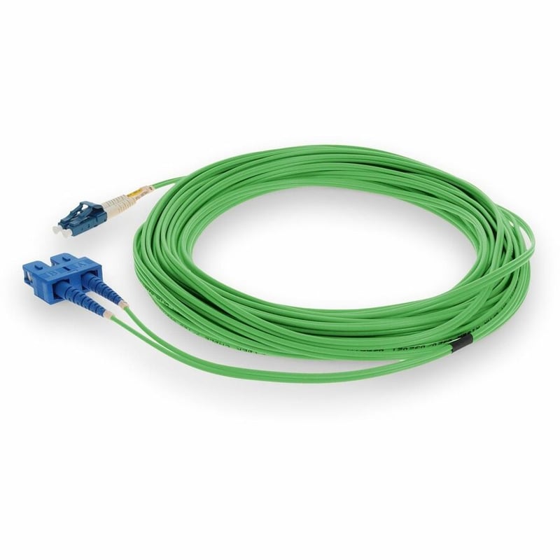 AddOn 30m SC to LC Green OS2 Duplex OFNR (Riser-Rated) SMF Fiber Patch Cable - Thumbnail 2