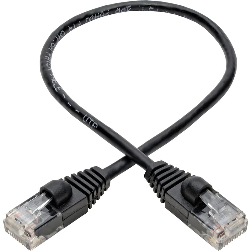 Eaton Tripp Lite Series Cat6a 10G Snagless Molded Slim UTP Ethernet Cable (RJ45 M/M), Black, 1 ft. (0.31 m) - Thumbnail 2