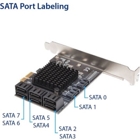 SYBA Multimedia 8 Port SATA III to PCIe 3.0 x1 Non-RAID Expansion Card SI-PEX40165 - Thumbnail 5