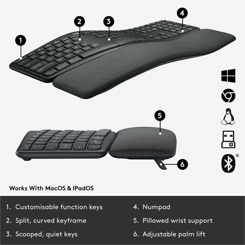 Logitech Ergo K860 for Business (Graphite) - Brown Box
