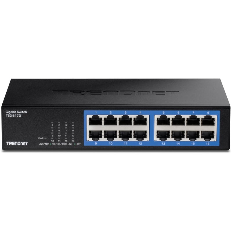 TRENDnet 16-Port Gigabit Desktop Switch, TEG-S17D, 16 x Gigabit RJ-45 Ports, 32Gbps Switching Capacity, Fanless Design, Metal Enclosure, Internal Power Supply, Lifetime Protection, Black - Thumbnail 5