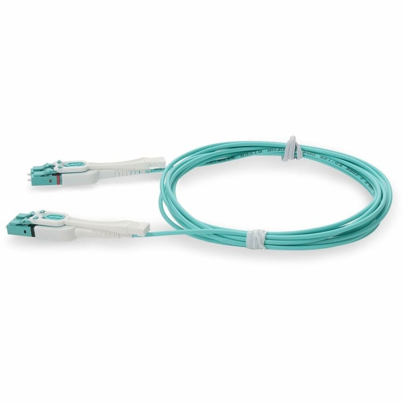 AddOn 7m LC to LC Aqua OM4 Duplex Uniboot OFNR (Riser-Rated) Fiber Patch Cable with Push/Pull Tabs - Thumbnail 2