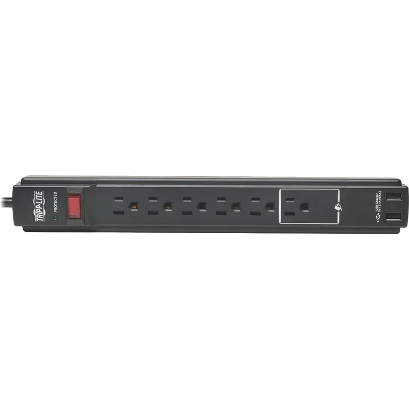 Tripp Lite by Eaton Protect It! 6-Outlet Surge Protector 6 ft. (1.83 m) Cord 990 Joules 2 x USB Charging ports (2.1A) Black Housing TAA - Thumbnail 3