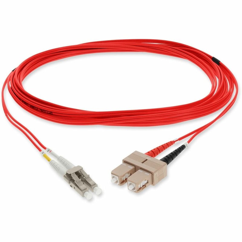 AddOn 1m SC to LC Red OM1 Duplex OFNR (Riser-Rated) MMF Fiber Patch Cable
