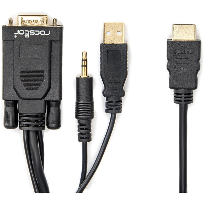 Rocstor Premium 6ft VGA to HDMI Converter Cable with Power and Audio Support M/M - Thumbnail 4