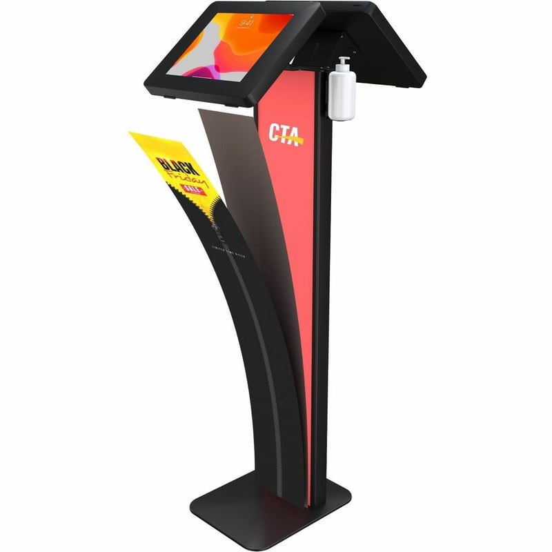CTA Digital Premium Dual Enclosure Locking Floor Stand Kiosk with Graphic Card Slot and Soap Dispenser Bracket (Black) - Thumbnail 4