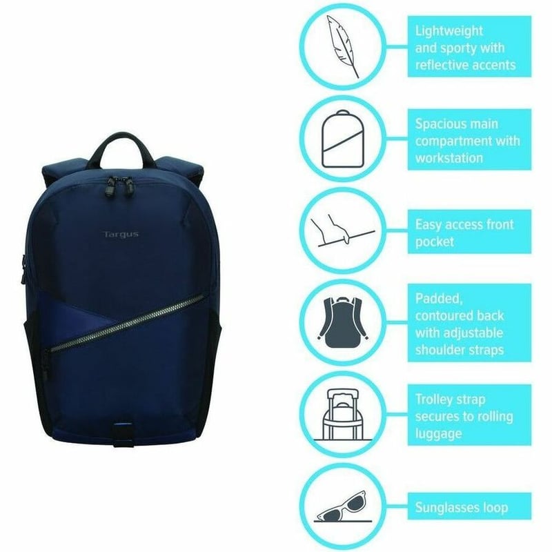 Targus Transpire TBB63202GL Carrying Case (Backpack) for 15" to 16" Notebook - Blue - Thumbnail 3