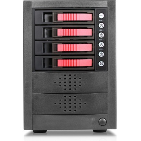 RAIDage JAGE5BT4HDRD Drive Enclosure 12Gb/s SAS, SATA/600 - Mini-SAS HD Host Interface Tower - Black, Red - Thumbnail 2