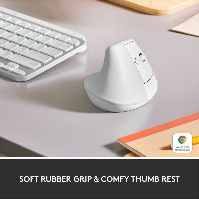 Logitech Lift Vertical Ergonomic Mouse (Off-white) - Thumbnail 2