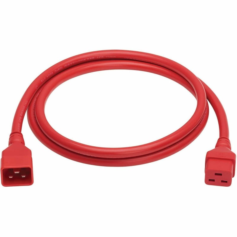 POWER EXTENSION CORD C20 C19 HEAVY-DUTY 20A 250V 12 AWG RED 6FT - Thumbnail 1