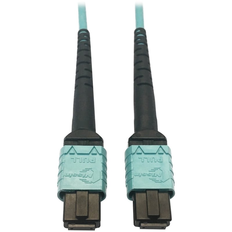 Tripp Lite by Eaton 400G Multimode 50/125 OM4 Plenum-Rated Fiber Optic Cable 24F MTP/MPO-PC (F/F) Aqua 5 m - Thumbnail 1