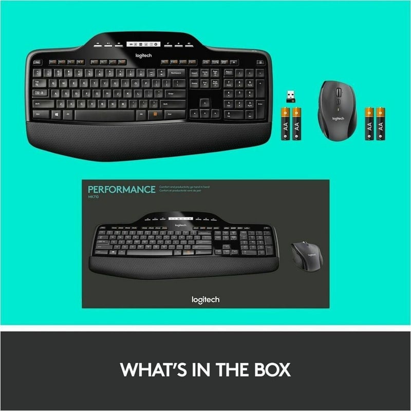 Logitech MK710 Wireless Keyboard and Mouse Combo for Windows, 2.4GHz Advanced Wireless, Wireless Mouse, Multimedia Keys, 3-Year Battery Life, PC/Mac