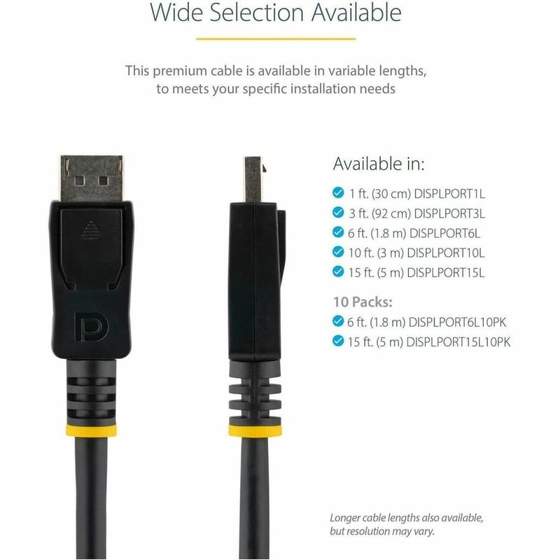 StarTech.com 3ft (1m) DisplayPort 1.2 Cable, 4K x 2K UHD VESA Certified DisplayPort Cable, DP Cable/Cord for Monitor, w/ Latches - Thumbnail 5