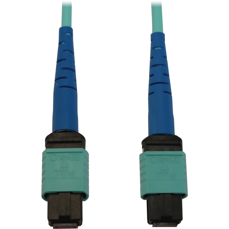 Eaton Tripp Lite Series 40/100/400G Multimode 50/125 OM3 Fiber Optic Cable (24F MTP/MPO-PC F/F), LSZH, Aqua, 1 m (3.3 ft.) - Thumbnail 1
