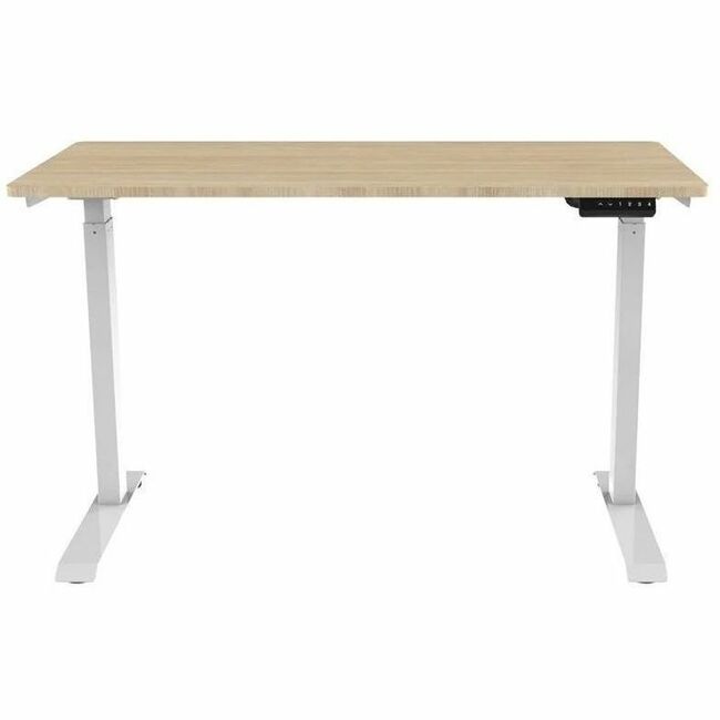 SIT-STAND DESK W/ WOOD TOP (WHITE BASE; NATURAL TOP) - Thumbnail 1