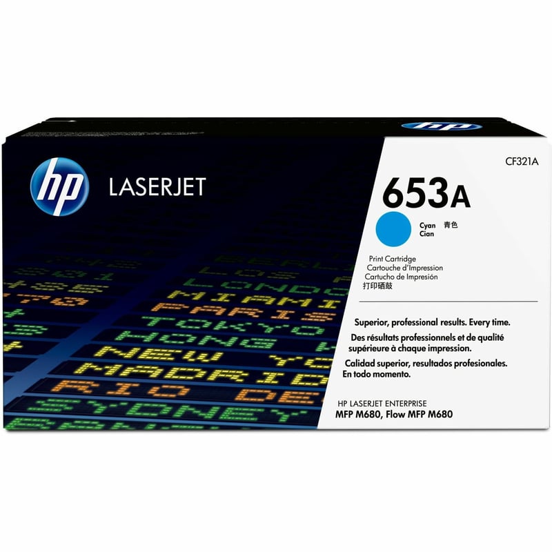 HP 653A (CF321A) Original Laser Toner Cartridge - Single Pack - Cyan - 1 Each - Thumbnail 1