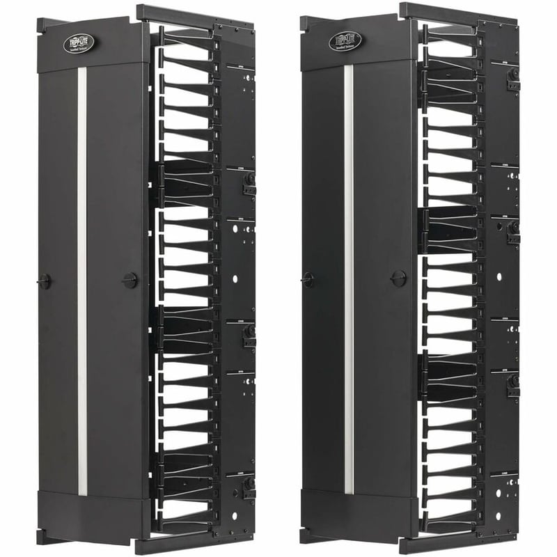 Tripp Lite High-Capacity Vertical Cable Manager - Deep Double Finger Duct with Cover - Single Sided - 12 in. Wide - Black - 7 ft. (2.2 m) - Thumbnail 2