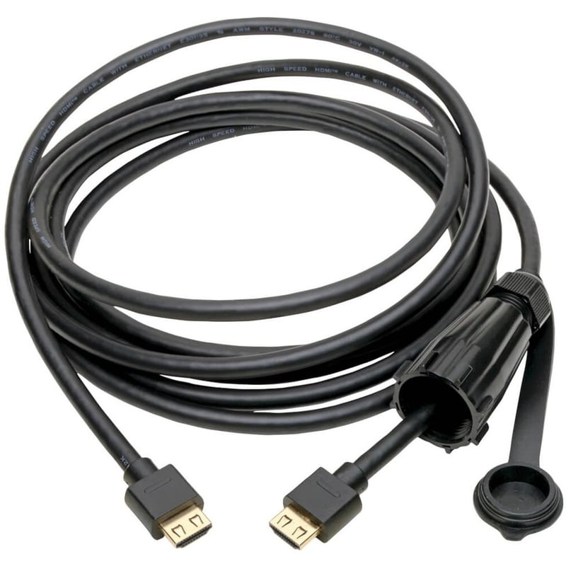 Eaton Tripp Lite Series High-Speed HDMI Cable (M/M) - 4K 60 Hz, HDR, Industrial, IP68, Hooded Connector, Black, 12 ft. - Thumbnail 2