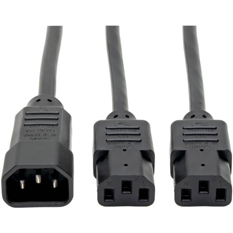 Eaton Tripp Lite Series C14 Male to C13 Female Splitter, PDU Style - C14 to 2x C13, 10A, 250V, 18 AWG, 6 ft. (1.83 m), Black - Thumbnail 1