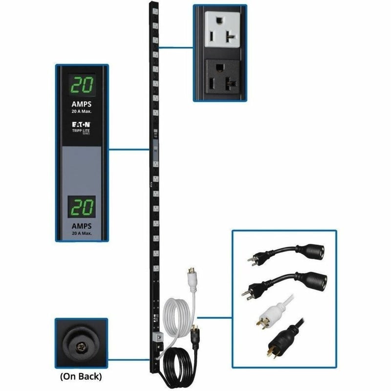 Tripp Lite by Eaton PDU 3.8kW Single-Phase Local Metered PDU Dual Circuit 120V Outlets (32 5-15/20R) L5-20P/5-20P 10 ft. (3.05 m) Cord 0U Vertical - Thumbnail 1