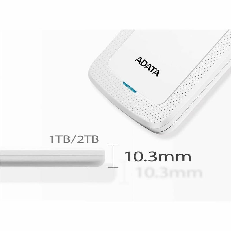 Adata HV300 1 TB Hard Drive - External - White - Thumbnail 3
