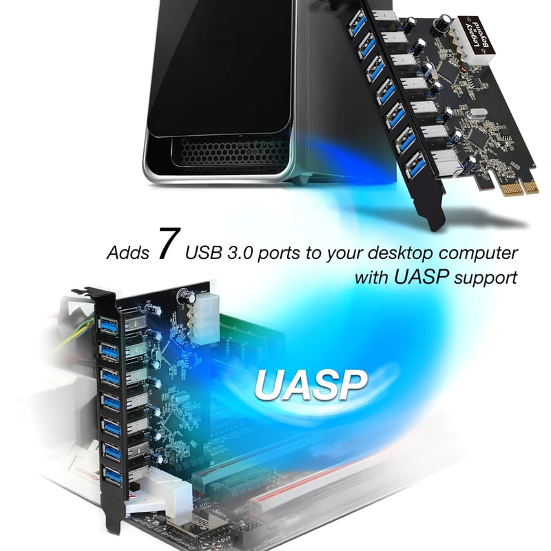 SIIG USB 3.0 7-Port Ext PCIe Host Adapter - Thumbnail 5