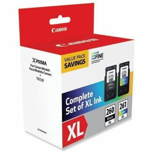 Canon PG-260 XL / CL-261 XL Original High Yield Inkjet Ink Cartridge - Value Pack - Black, Cyan, Magenta, Yellow - 2 / Pack - Thumbnail 4