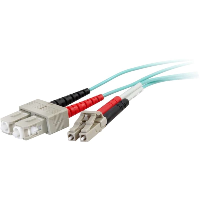 C2G 15m LC-SC 50/125 OM4 Duplex Multimode PVC Fiber Optic Cable - Aqua - Thumbnail 2