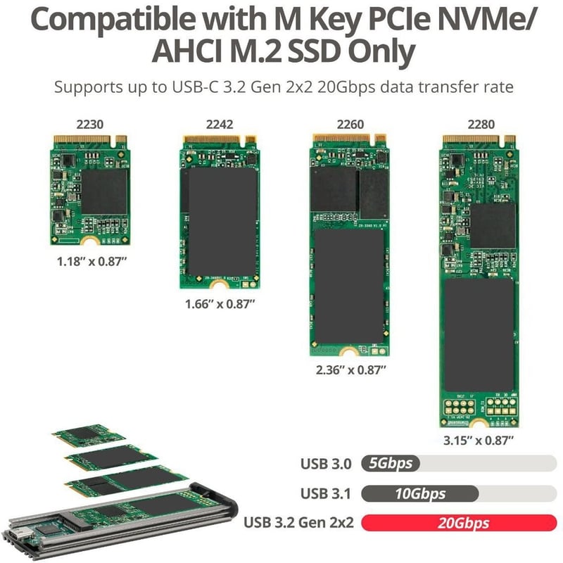 USB 3.2 Gen 2x2 Type-C M.2 PCIe NVMe SSD Enclosure - Thumbnail 3