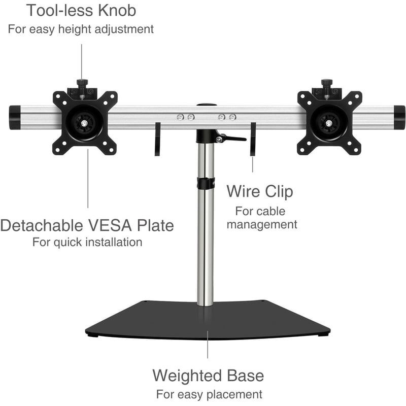 SIIG Easy-Adjust Dual Monitor Desk Stand - 13" to 27" - Thumbnail 2