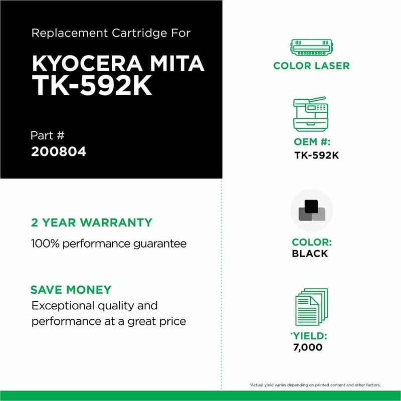 Clover Imaging Non-OEM New Black Toner Cartridge for Kyocera TK-592 - Thumbnail 2