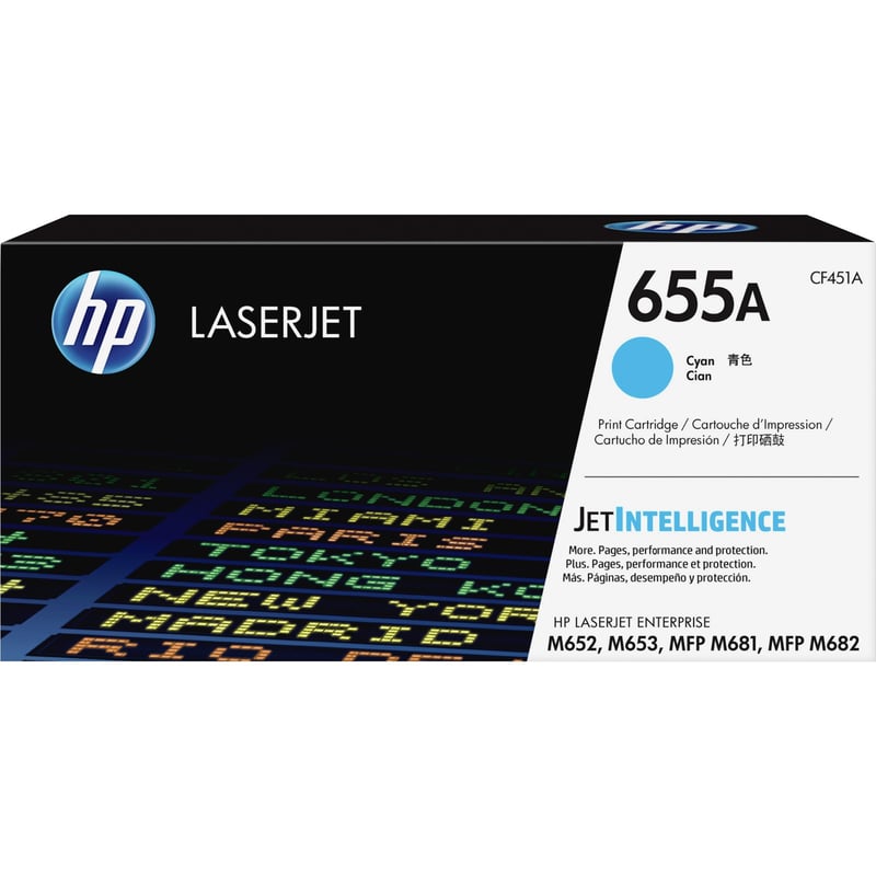 HP 655A (CF451A) Original Laser Toner Cartridge - Cyan - 1 Each - Thumbnail 1