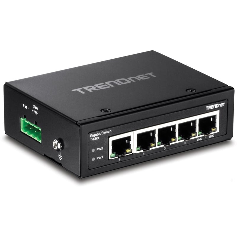 TRENDnet 5-Port Hardened Industrial Gigabit DIN-Rail Switch, 10 Gbps Switching Capacity, IP30 Rated Network Switch (-40 to 167 ?F), DIN-Rail & Wall Mounts Included, Lifetime Protection, Black, TI-G50 - Thumbnail 5