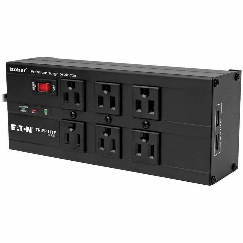 Tripp Lite by Eaton Isobar 6-Outlet Surge Protector 10 ft. (3.05 m) Cord Right-Angle Plug 3840 Joules 2 USB Ports Metal Housing - Thumbnail 1