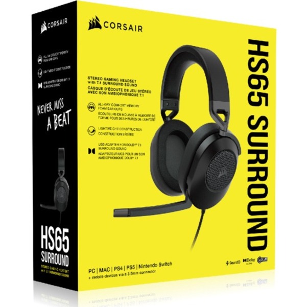 Corsair HS65 SURROUND Wired Gaming Headset - Carbon - Thumbnail 2