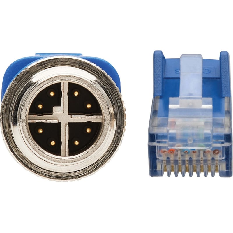 Eaton Tripp Lite Series M12 X-Code Cat6 1G UTP CMR-LP Ethernet Cable (M12 M/RJ45 M), IP68, PoE, Blue, 3 m (9.8 ft.) - Thumbnail 3