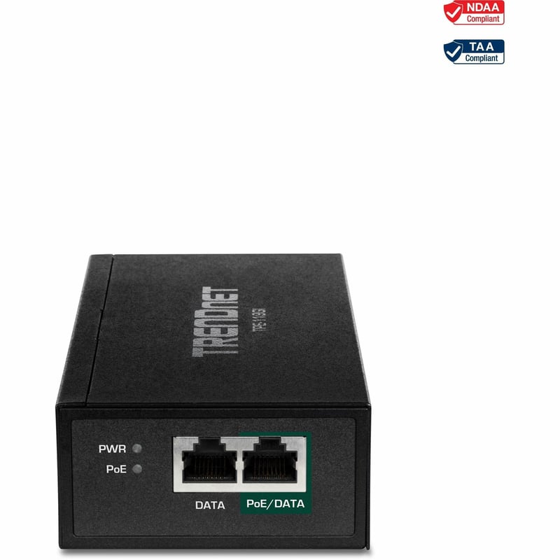 TRENDnet Gigabit PoE++ Injector, Convert A Non-PoE Port to A PoE++ Gigabit Port, PoE (15.4W), PoE+ (30W), Or PoE++ (95W), Up to 100m (328 ft), Integrated Power Supply, Black, TPE-119GI - Thumbnail 1