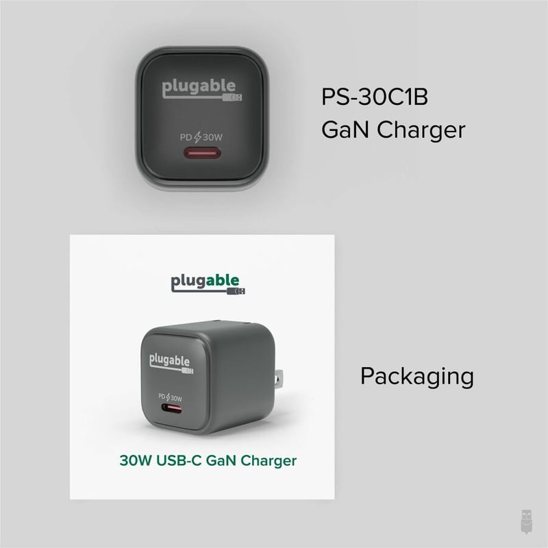 3PK PLUGABLE GAN USB C CHARGER BLOCK 30W PORTABLE CHARGER - Thumbnail 4
