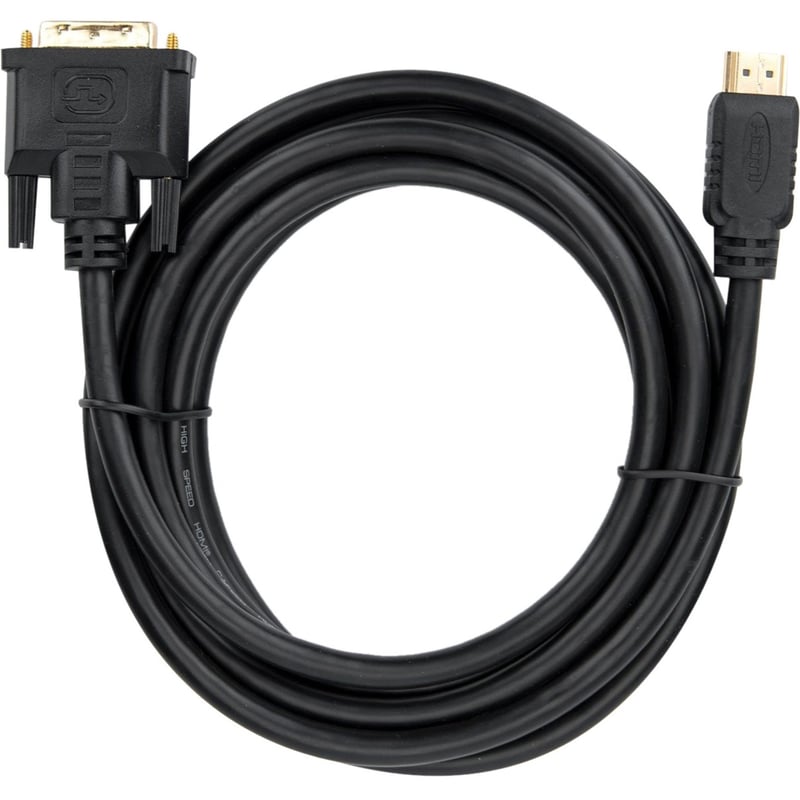 Rocstor Premium HDMI to DVI-D Cable - M/M - 10 ft - 1 x DVI-D Male - 1 x Male HDMI - Gold-plated Contacts - Black - Thumbnail 1