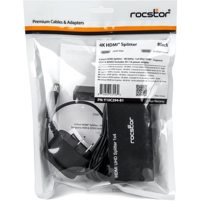 Rocstor Premium 4 Port HDMI Splitter - 4K / 60Hz - Thumbnail 4