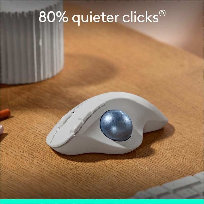 ERGO M575S WIRELESS MOUSE TRACKBALL (OFF-WHITE+BLUE BALL) - Thumbnail 5
