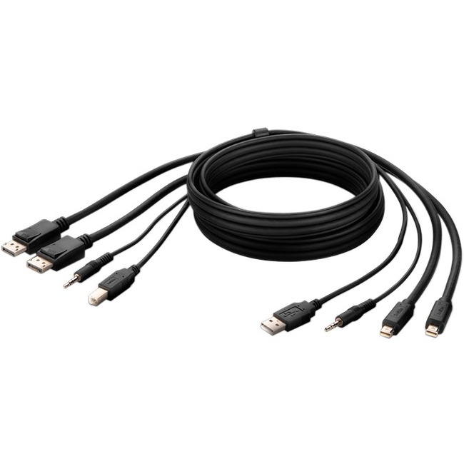 Belkin Dual MiniDP to DP + USB A/B + Audio Passive Combo KVM Cable - Thumbnail 1
