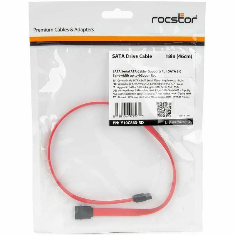 18IN (46CM) SATA ATA CABLE SATA 3.0 6GBPS BANDWIDTH RED - Thumbnail 4