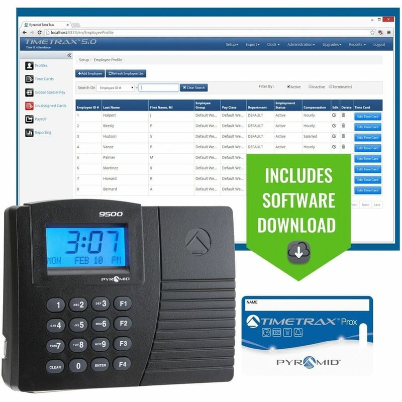 Pyramid Time Systems Timetrax Elite Prox Time Clock, Ethernet - Thumbnail 2