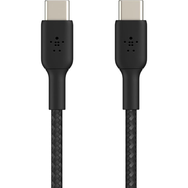 Belkin 60W USB-C to USB-C Cable - 480 Mbps - Nylon, Braided - M/M - 2m/6.6ft - Black - Thumbnail 3