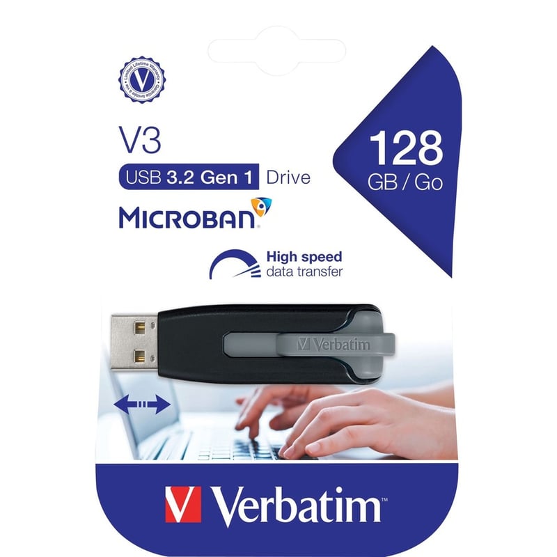 128GB Store 'n' Go V3 USB 3.2 Gen 1 Flash Drive - Gray - Thumbnail 2