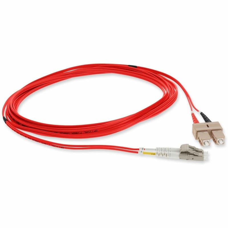 AddOn 1m SC to LC Red OM1 Duplex OFNR (Riser-Rated) MMF Fiber Patch Cable