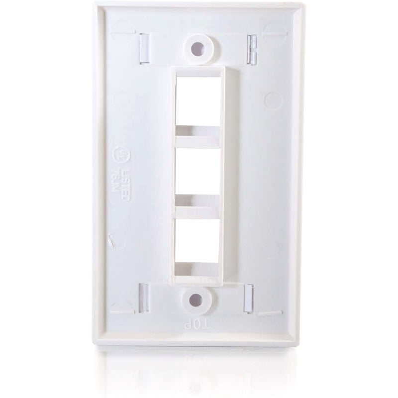 C2G 3-Port Single Gang Multimedia Keystone Wall Plate - White - Thumbnail 3